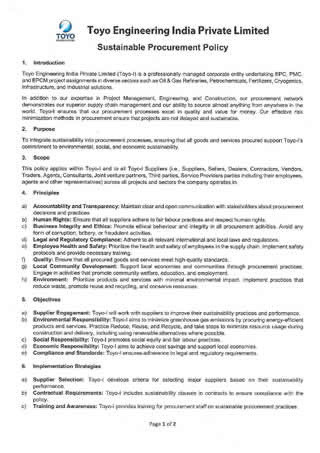 Sustainable Procurement Policy