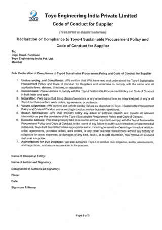 Code of Conduct for Supplier
